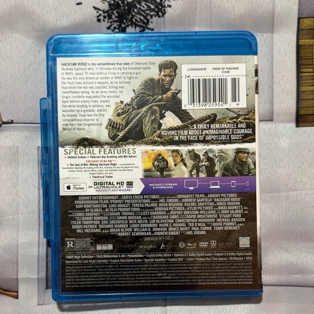 Hacksaw Ridge Blu-ray - Picture 2 of 3